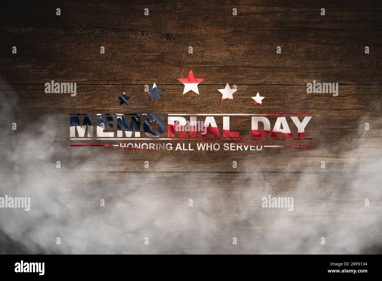 Text Memorial Day on American flag background. Honor and Remember ...