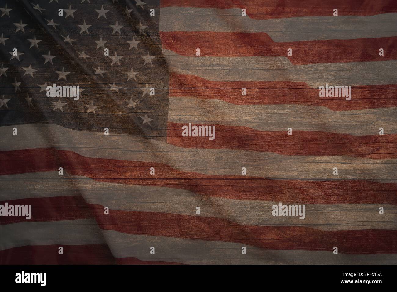 Memorial Day background design. American flag on a background of wooden ...