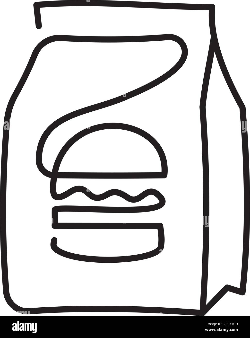 Fast food one line, Fast food pochette. Simple one line vector icon Stock Vector