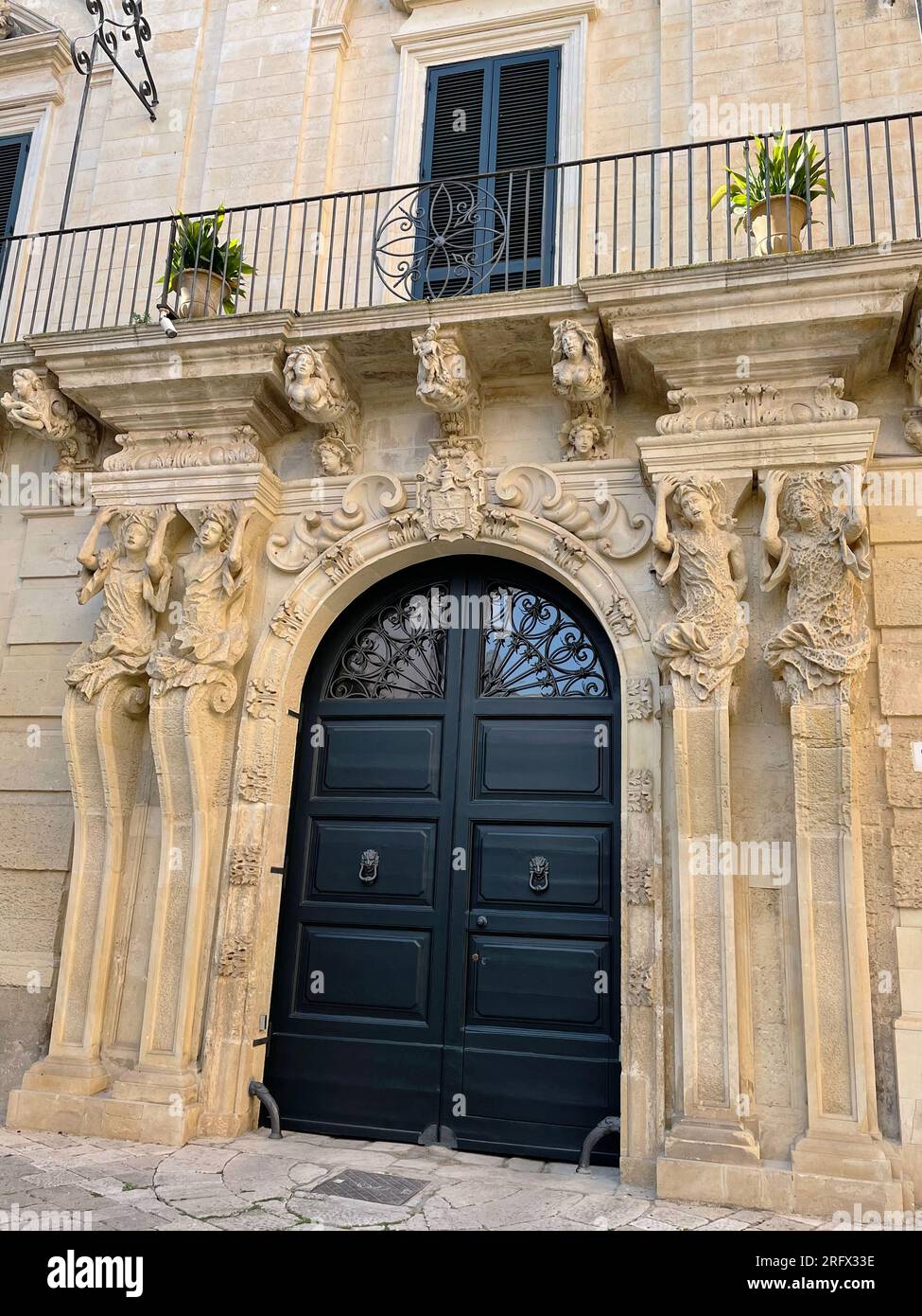 Lecce, Italy. The astounding portal of Palazzo Marrese. Stock Photo