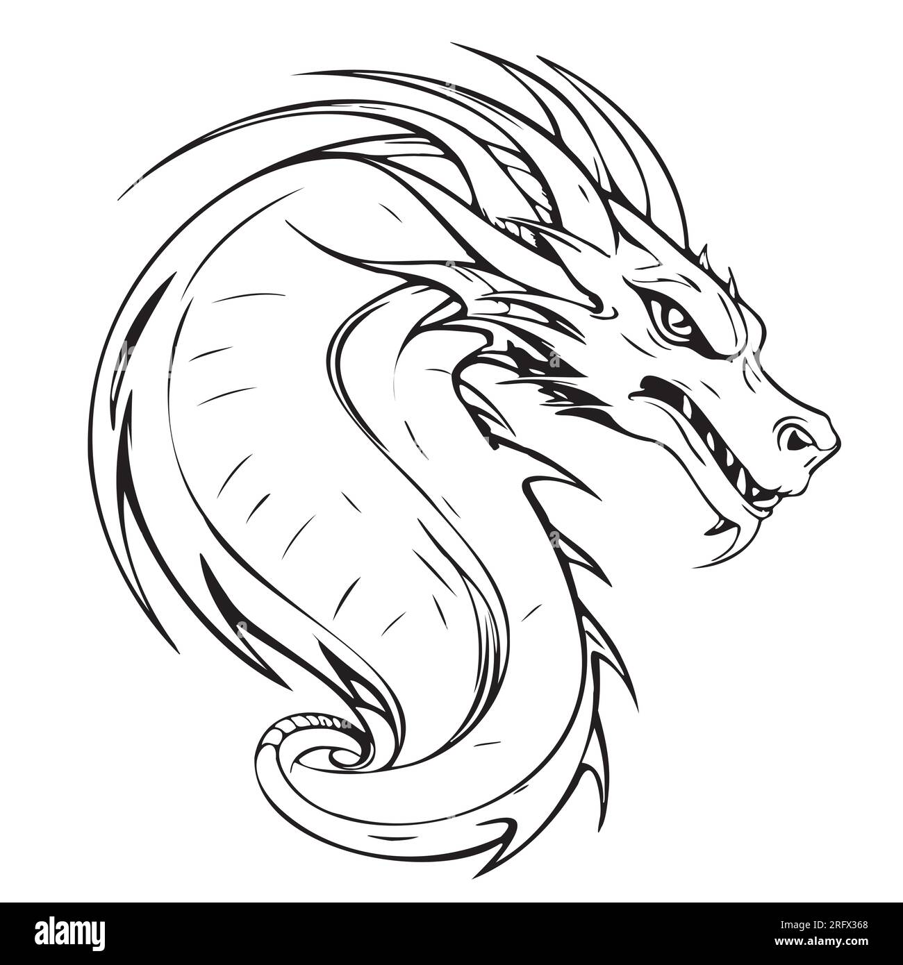 Dragon mystical sketch logo hand drawn in doodle style illustration Stock Vector
