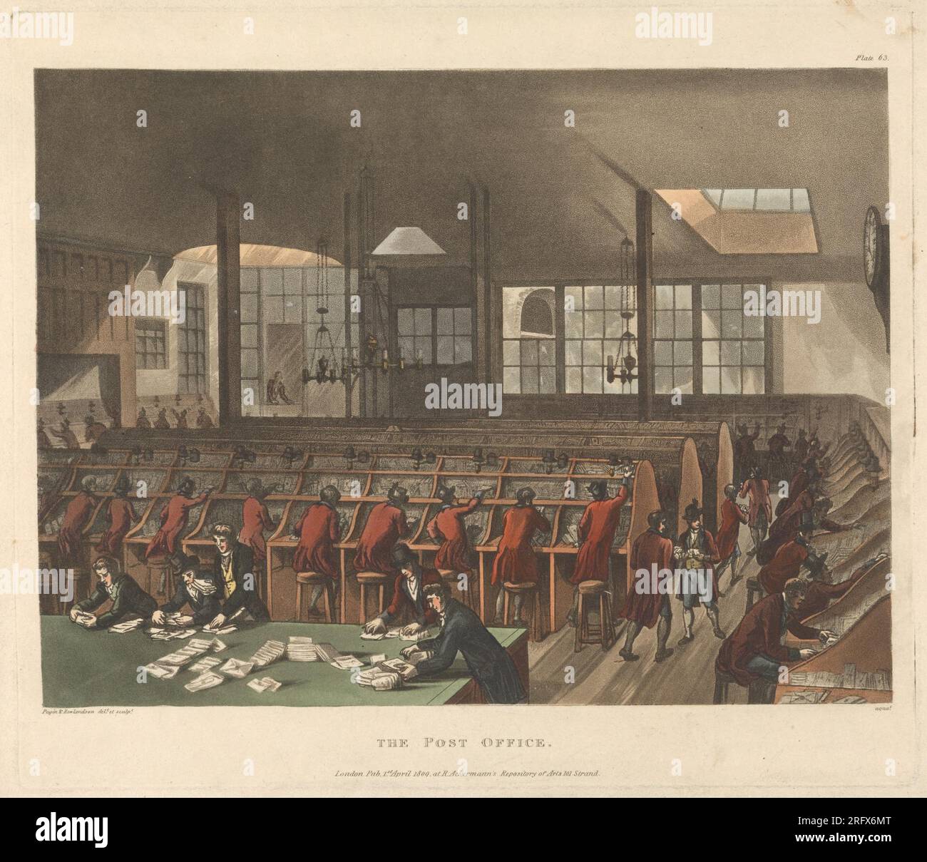 The Post Office 1809 by Thomas Rowlandson Stock Photo - Alamy