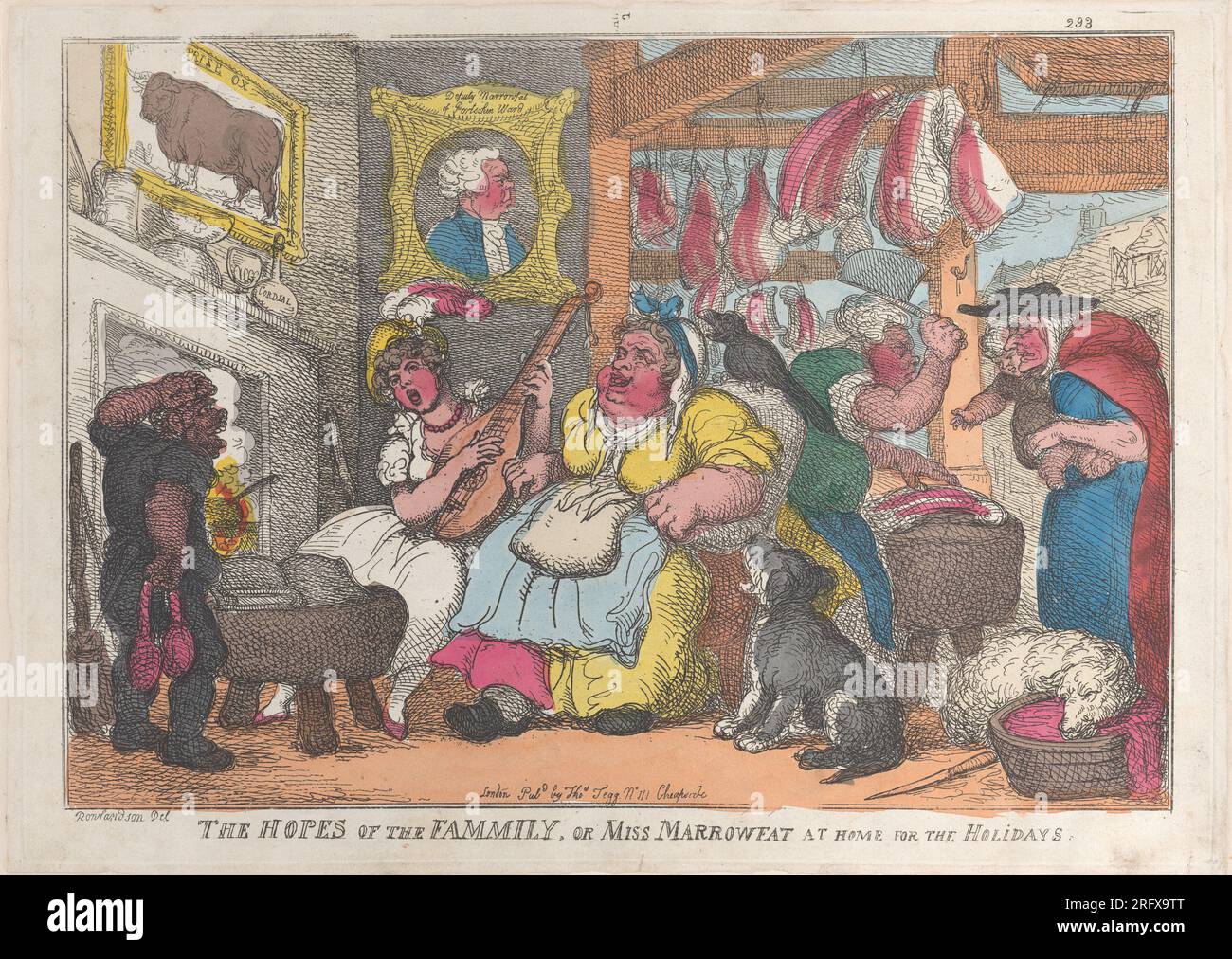 The Hopes of the Family, or Miss Marrowfat at Home for the Holidays 1809–13 by Thomas Rowlandson Stock Photo