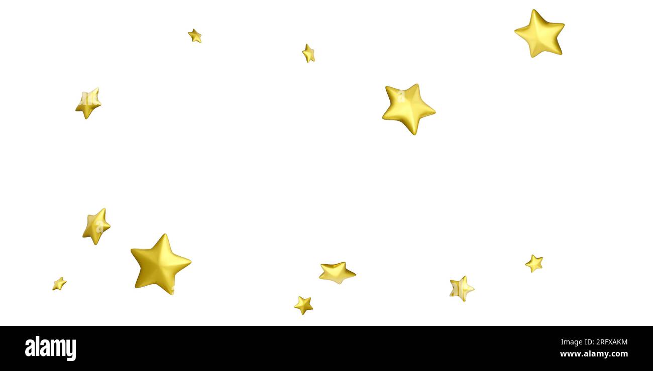 Flying golden stars. 3d gold stars. Party background falling confetti. Vector illustration Stock Vector