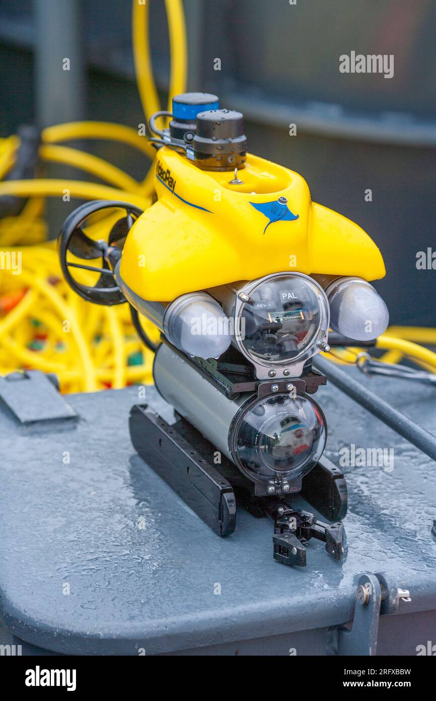 miniature remotely operated underwater video vehicle miniRov Stock