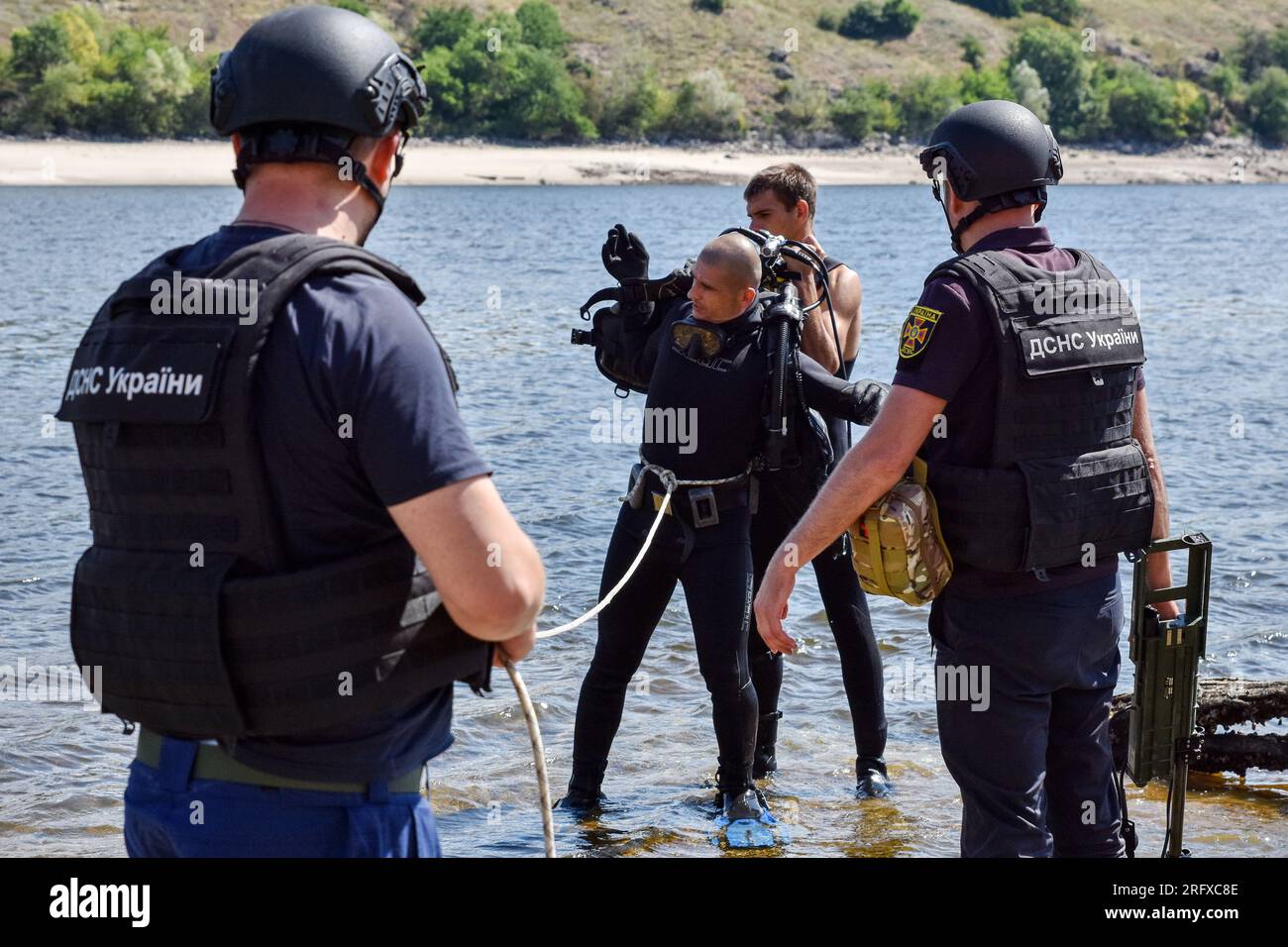 A Ukrainian sapper seen preparing for inspection during the demining of a Dnipro river in Zaporizhzhia. Ukraine’s international partners will give it over US$244 million for humanitarian mine clearance. Source: Yuliia Svyrydenko, First Deputy Prime Minister and Minister of Economic Development and Trade of Ukraine. Ukraine will also receive individual mine clearance kits, explosive protective suits, quadcopters, and robotic systems for the disposal of ammunition. Stock Photo