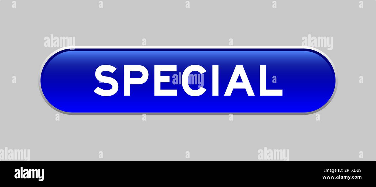 Blue color capsule shape button with word special on gray background Stock Vector
