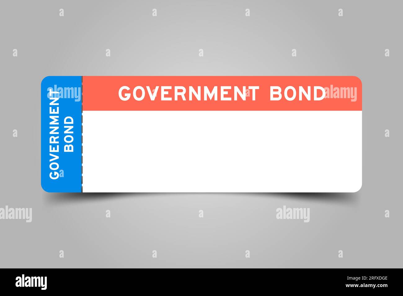 Blue and orange color ticket with word government bond and white copy space Stock Vector