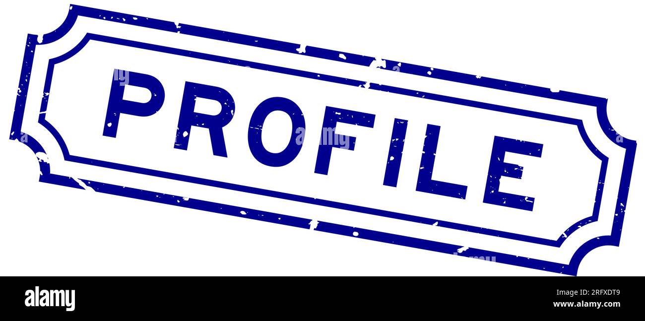 Grunge blue profile word rubber seal stamp on white background Stock