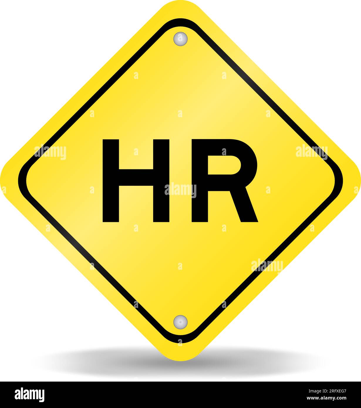 Yellow color transportation sign with word HR (Abbreviation of human