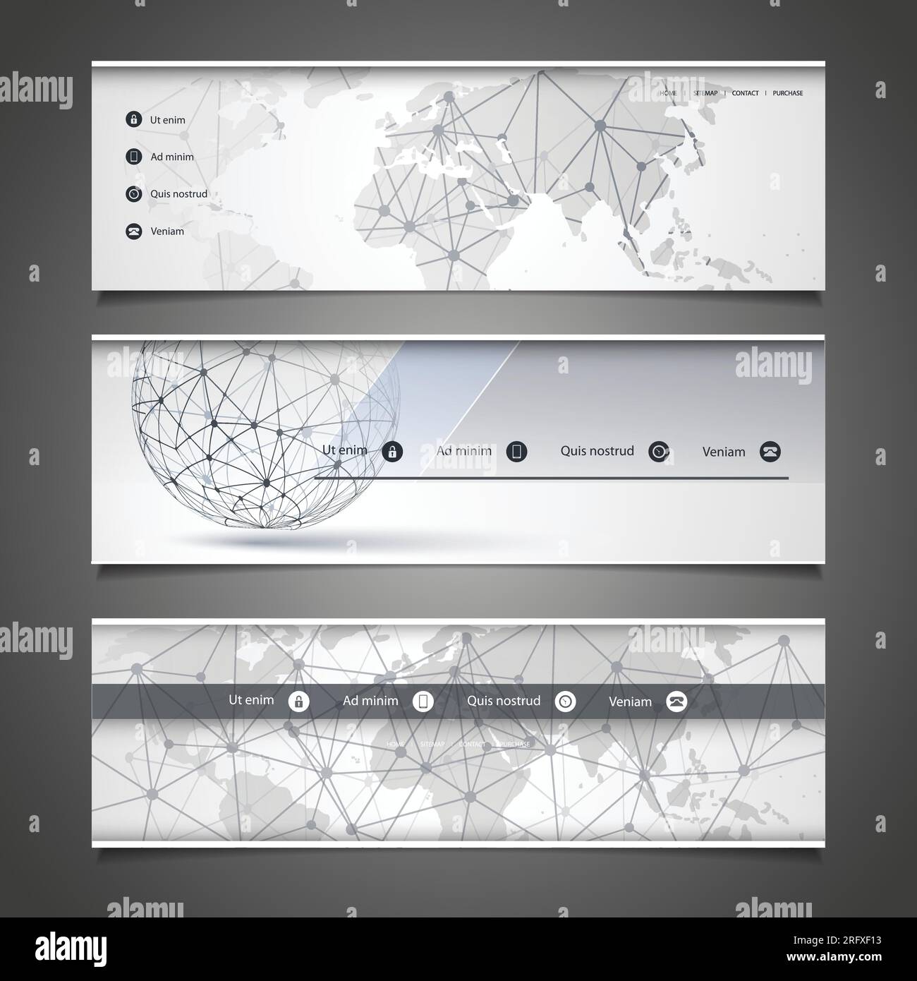 Web Design Elements - Header Design - Networks Stock Vector