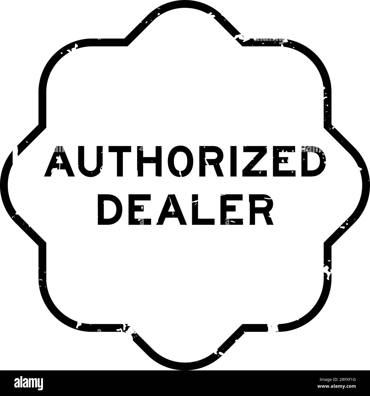 Grunge black authorized dealer word rubber seal stamp on white