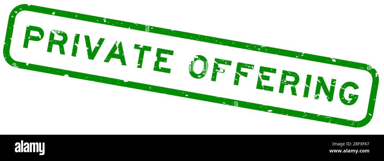 Grunge green private offering word square rubber seal stamp on white background Stock Vector