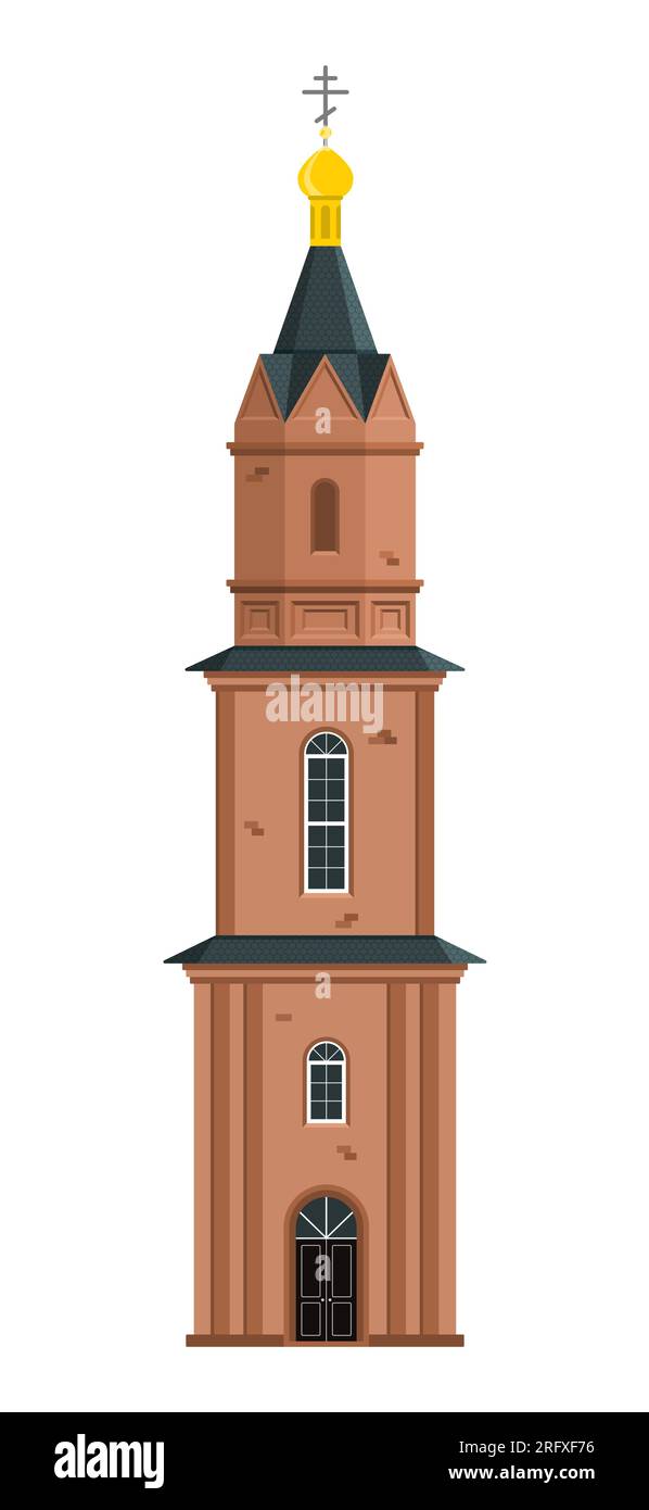 bell tower church color flat illustration isolated on white background