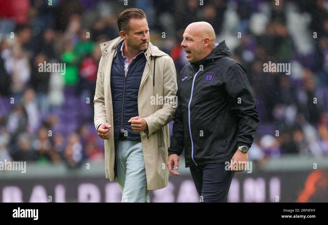 Anderlecht's head coach Brian Riemer celebrates during a soccer