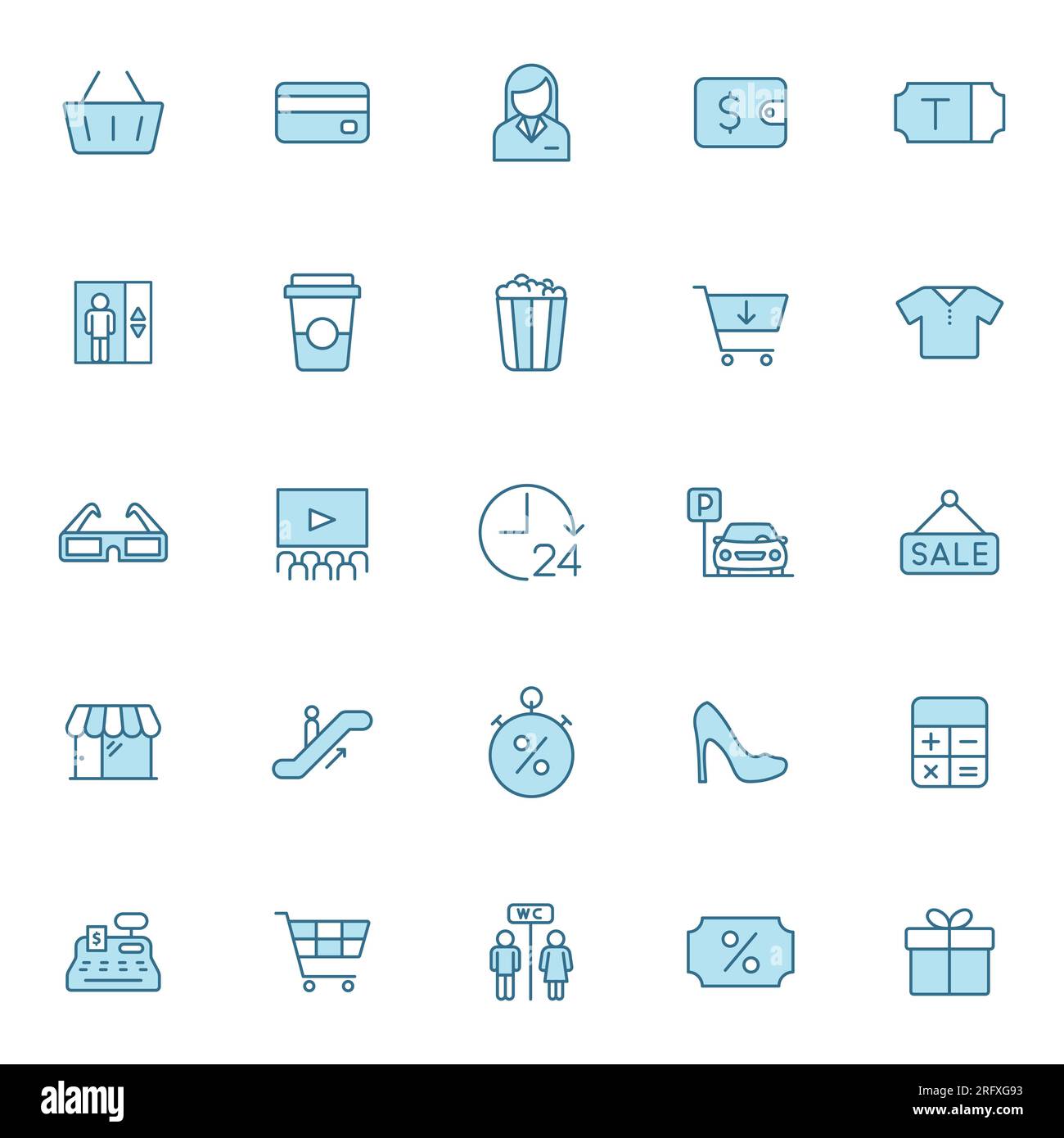 shopping mall line filled icons in two colors Stock Vector Image & Art ...