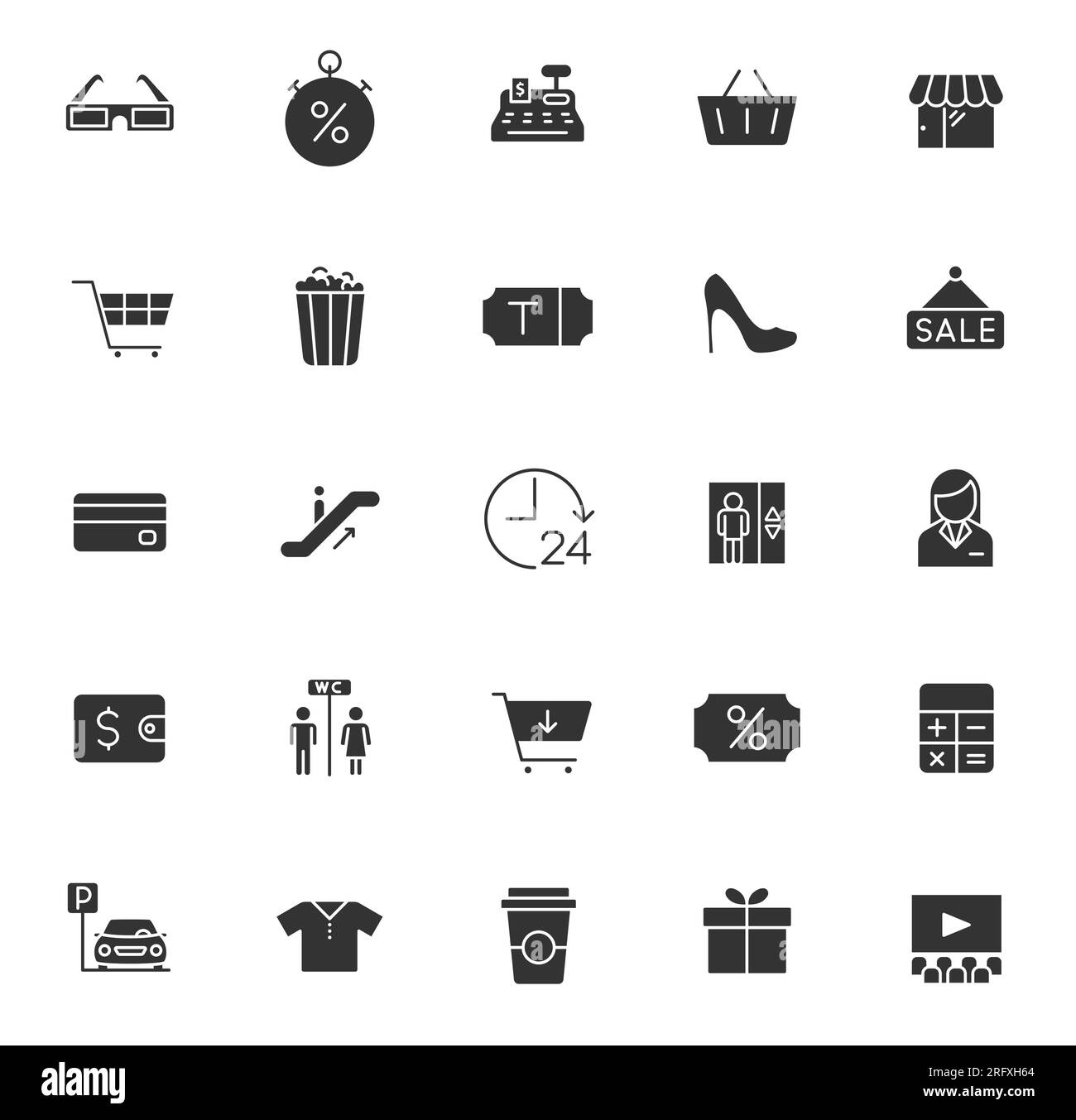 shopping mall glyph icons isolated Stock Vector Image & Art - Alamy