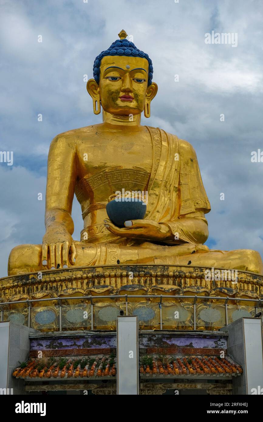 Mongolia July 23, 2023 Buddha Golden Statue in