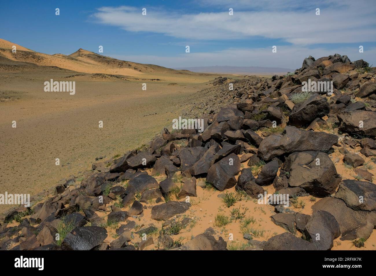 Khongor Sand Dunes in the Gobi Desert in Mongolia. Stock Photo