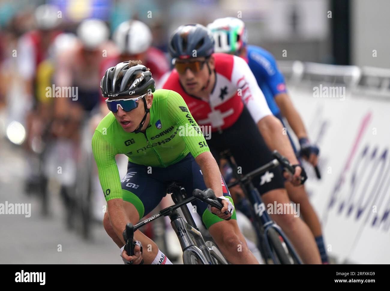 Slovenia s Tadej Pogacar left during the Men s Elite Road Race