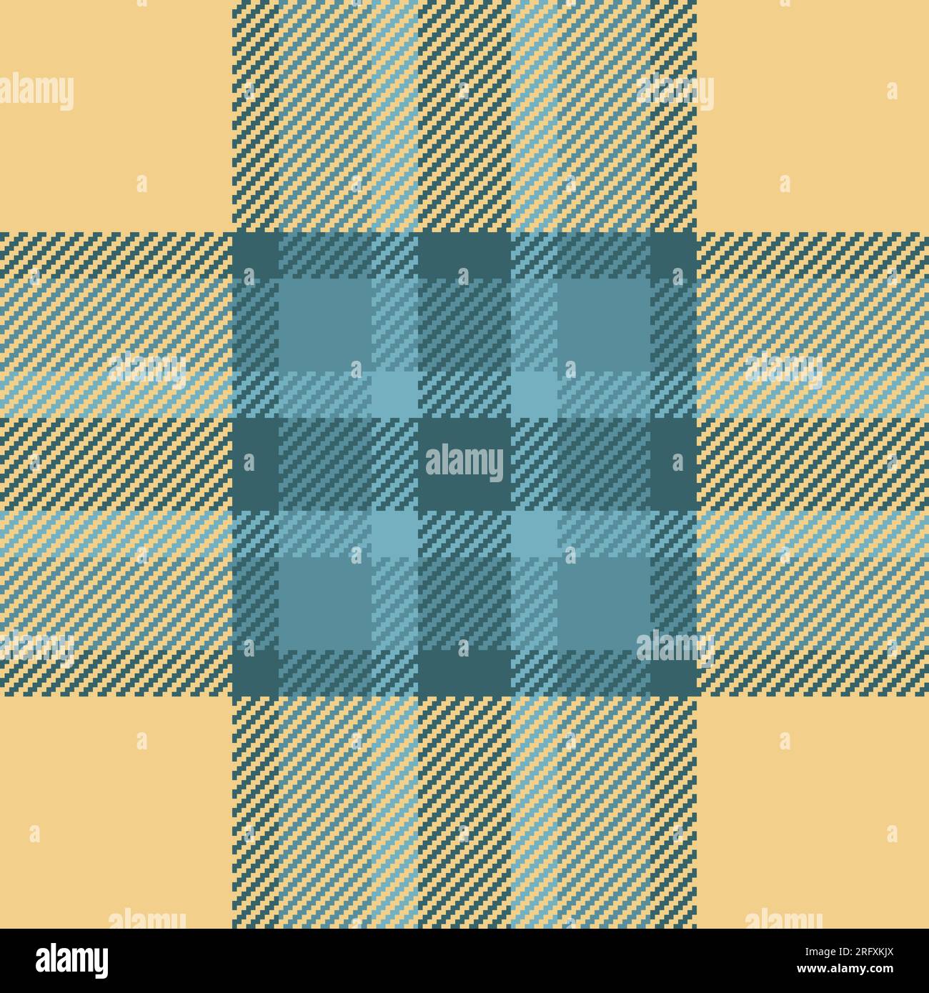 Pattern check vector of texture fabric textile with a seamless background tartan plaid in cyan and amber colors. Stock Vector