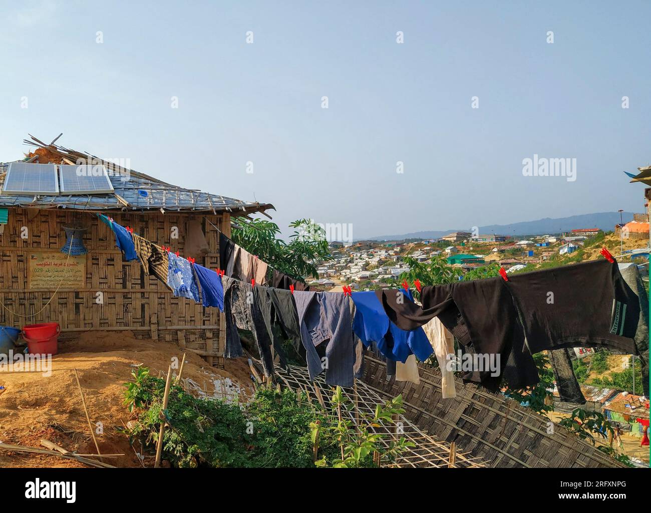 Rohingya refugee cothes are dying in Rohingya refugee camp Stock Photo