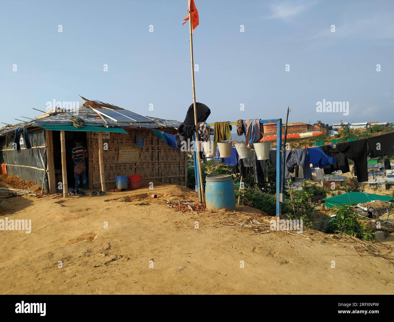 Rohingya refugee cothes are dying in Rohingya refugee camp Stock Photo