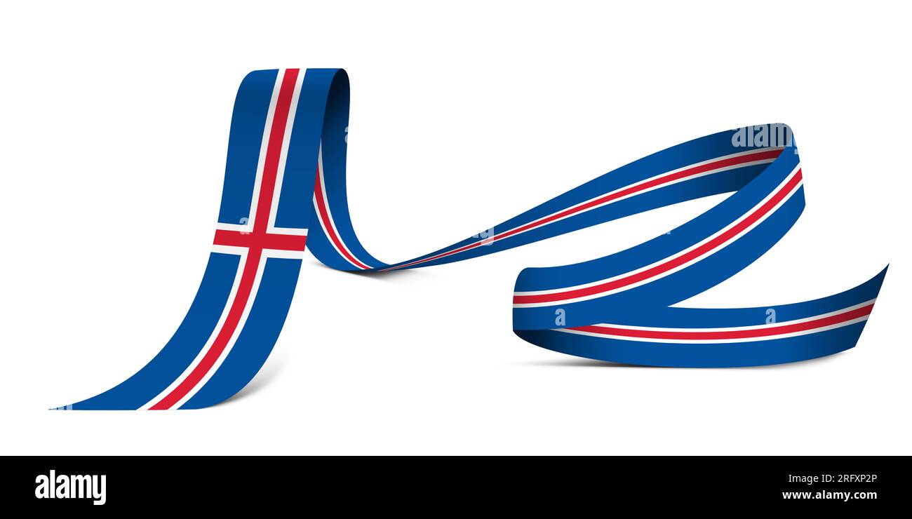 3D illustration. Flag of Iceland on a fabric ribbon background Stock ...