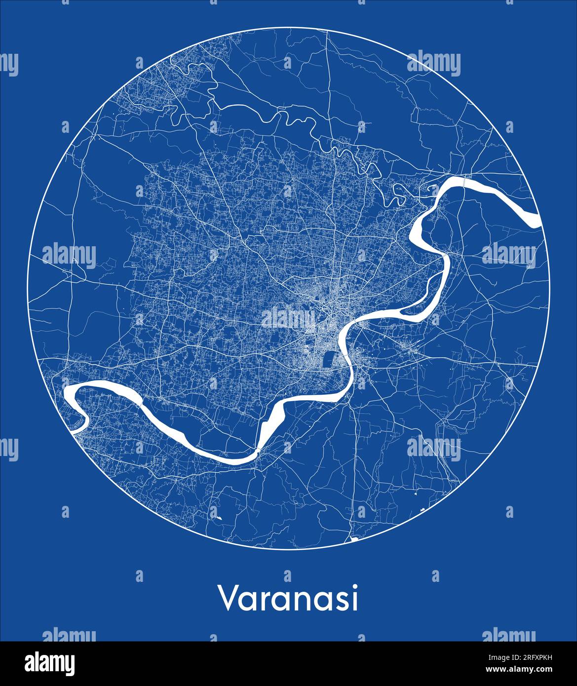 City Map Varanasi India Asia blue print round Circle vector illustration  Stock Vector Image & Art - Alamy