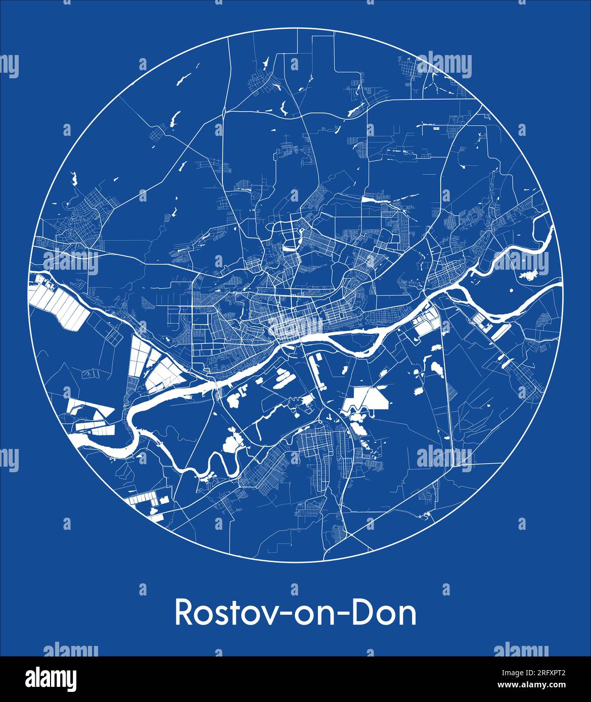 City Map RostovonDon Russia Europe blue print round Circle vector