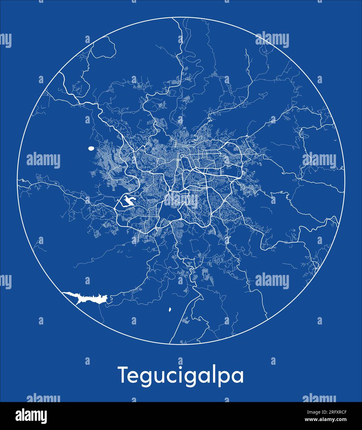 City Map Tegucigalpa Honduras North America blue print round Circle vector illustration Stock Vector