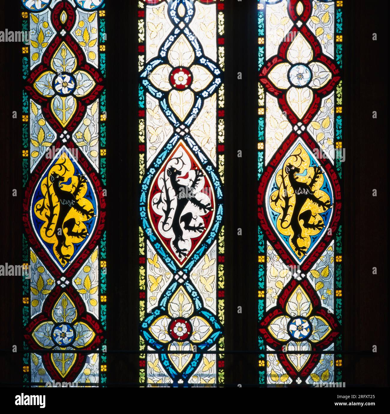 Stained glass at Leighton Hall, Powys, Wales, UK Stock Photo Alamy