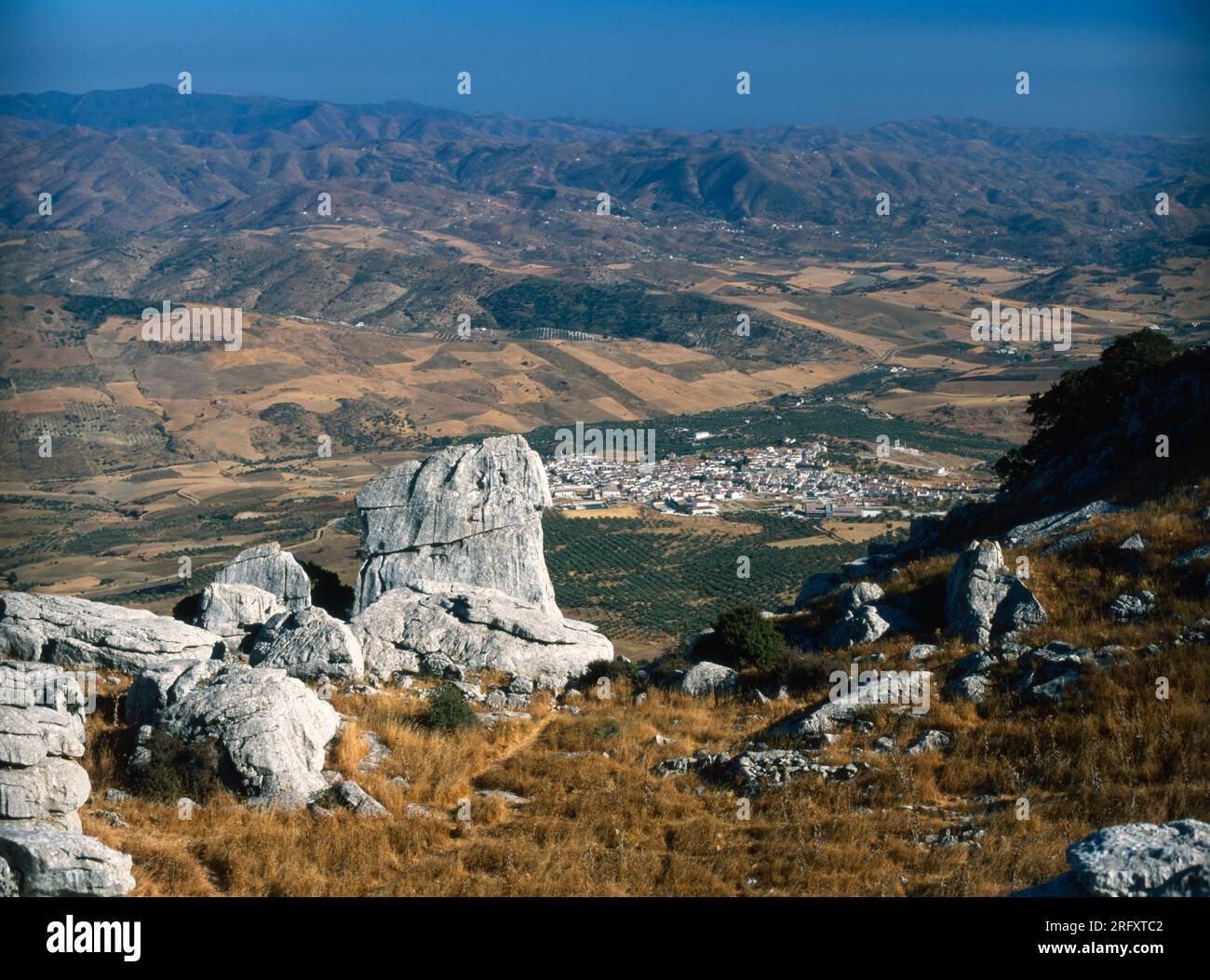 View from El Torcal de Antequerra, Andalucia, Spain Stock Photo