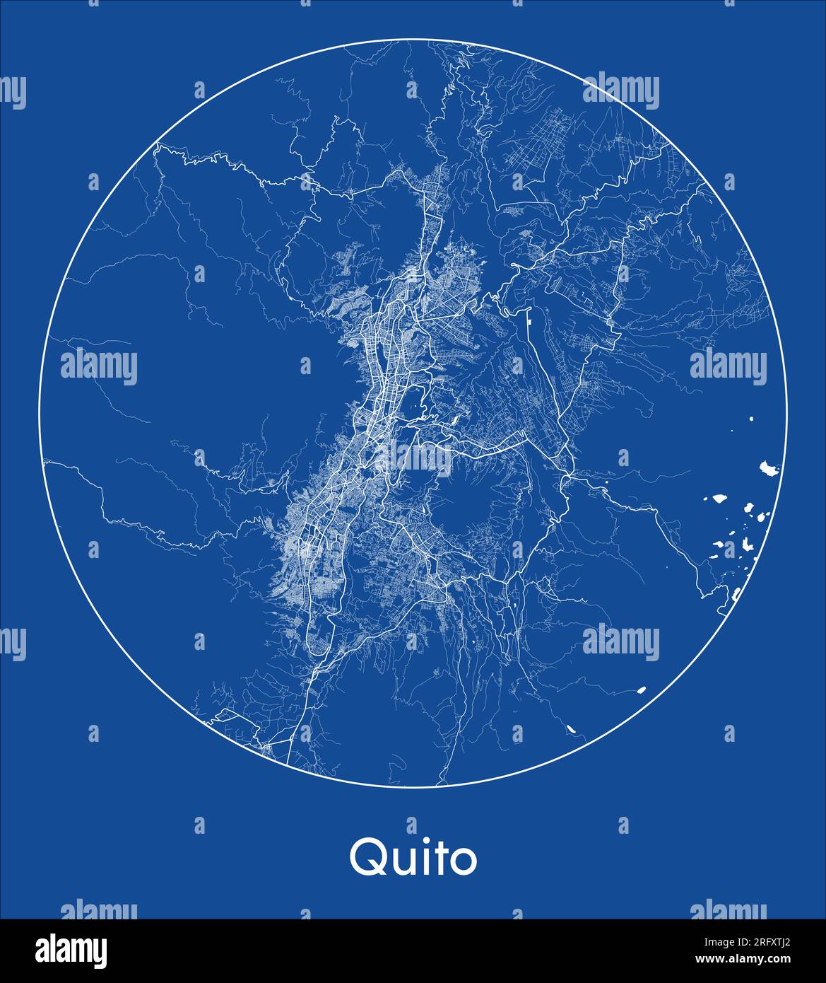 City Map Quito Ecuador South America blue print round Circle vector