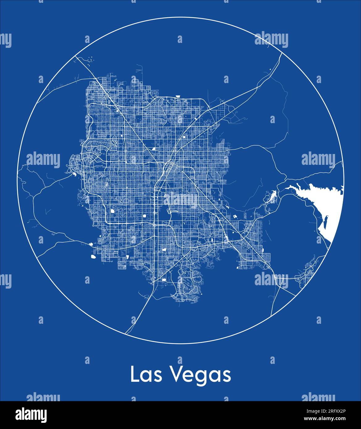 City Map Las Vegas United States North America blue print round Circle vector illustration Stock Vector