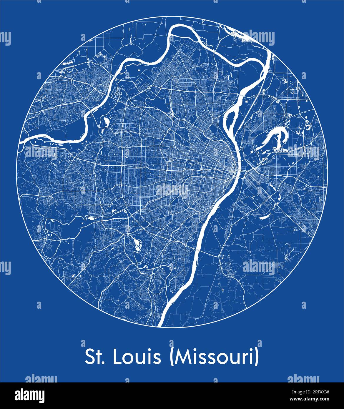 City Map St. Louis Missouri United States North America blue print round Circle vector illustration Stock Vector