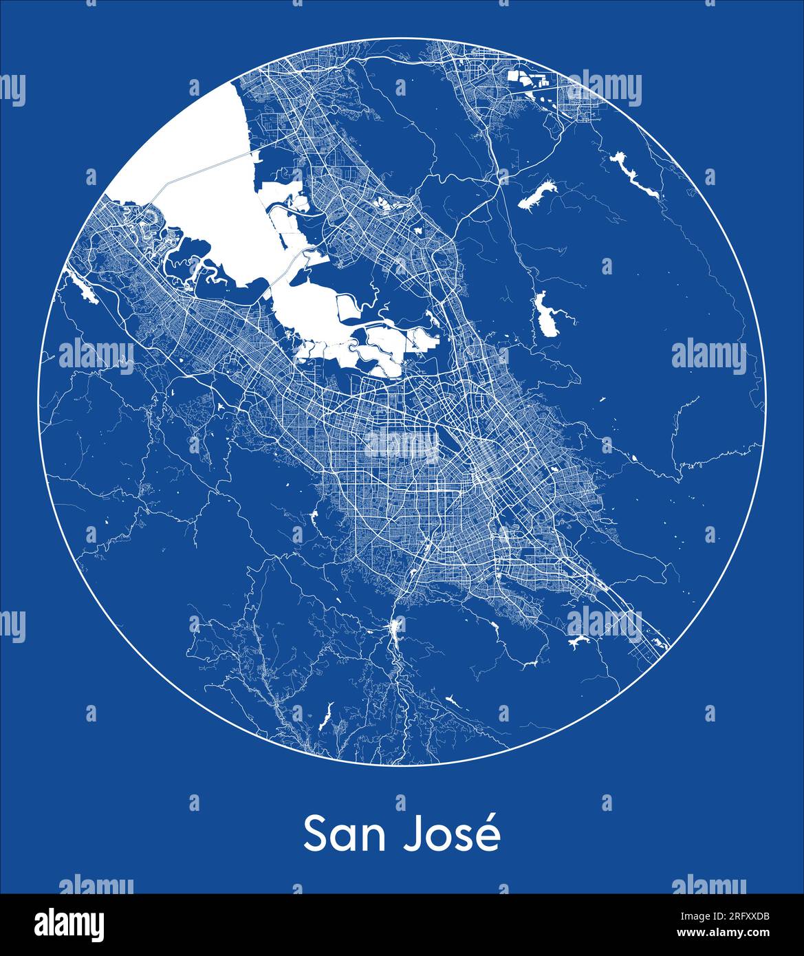 City Map San Jose United States North America blue print round Circle vector illustration Stock Vector