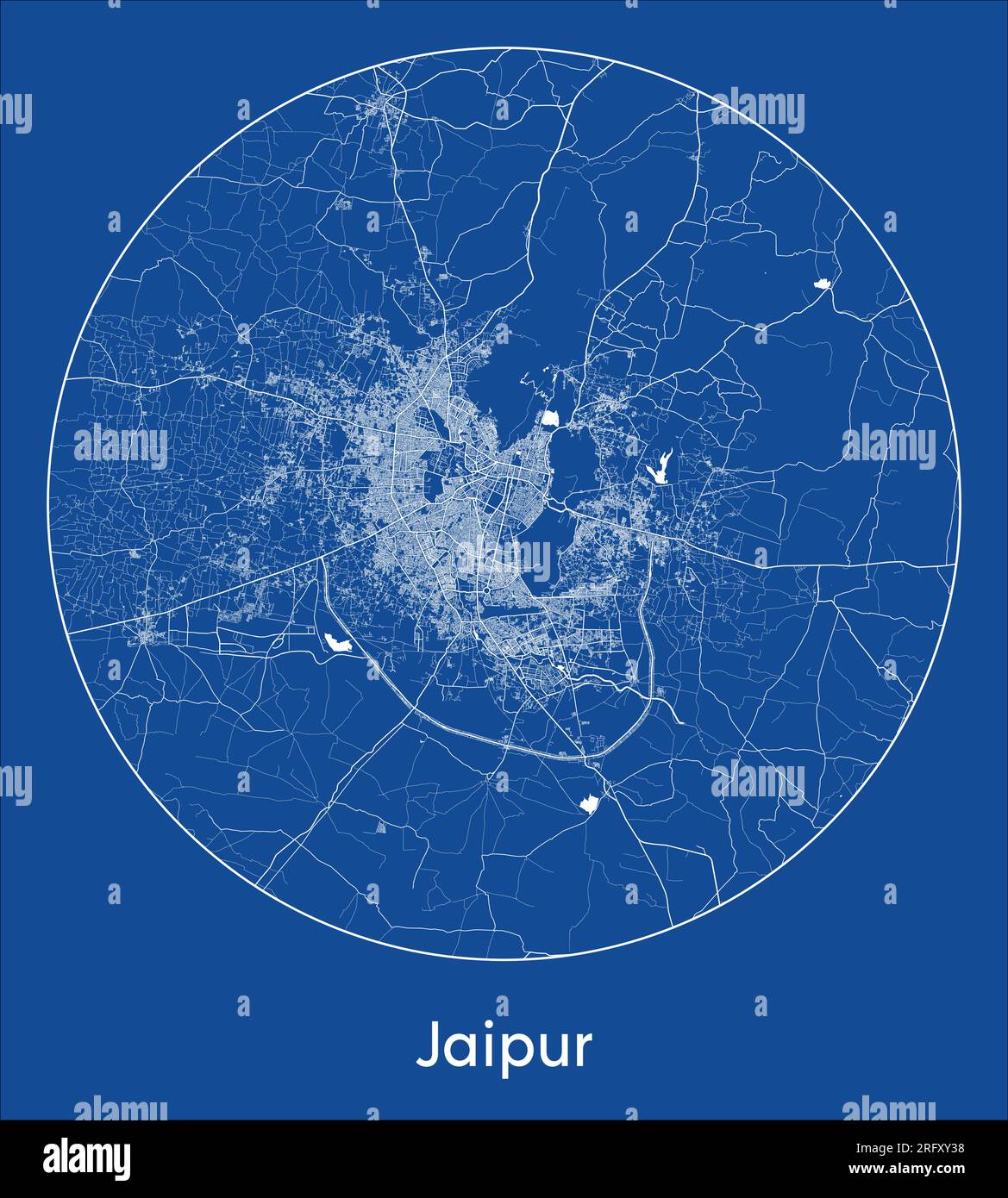 City Map Jaipur India Asia blue print round Circle vector illustration