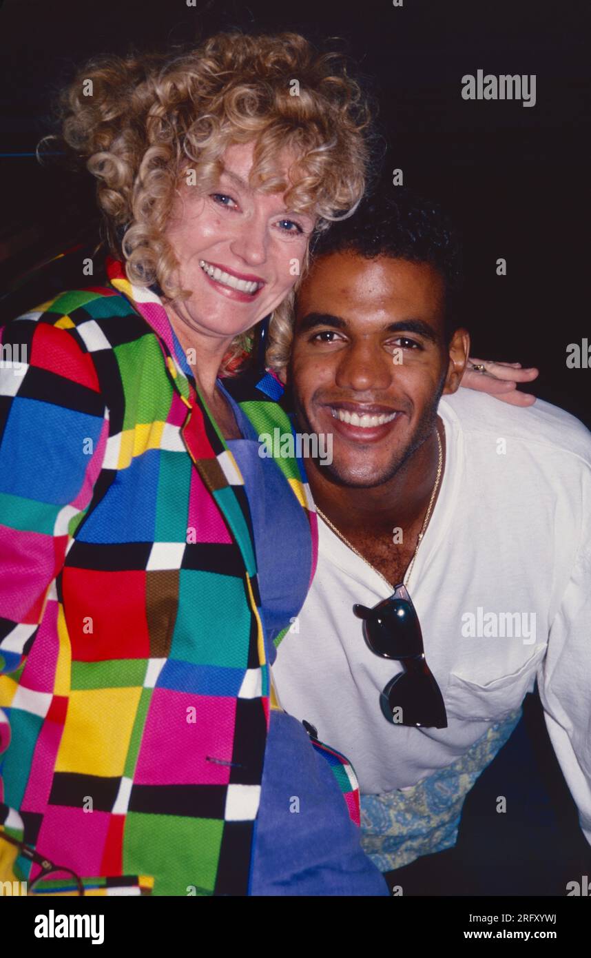 **FILE PHOTO** Sharon Farrell Has Passed Away. Sharon Farrell and Kristoff St. John at a performance 'Salome' at Circle in the Square Theatre in New York City in July 1992. Photo Credit: Henry McGee/MediaPunch Stock Photo