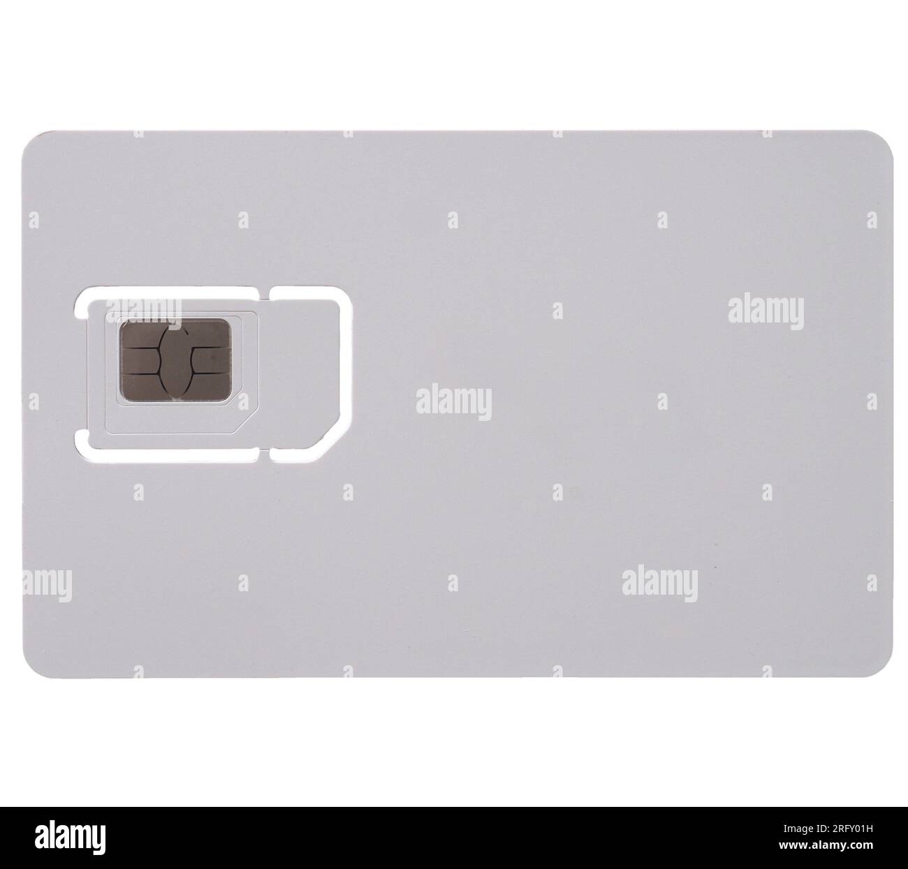 blank triple cut mini micro nano sim card with copy space isolated over white background Stock Photo