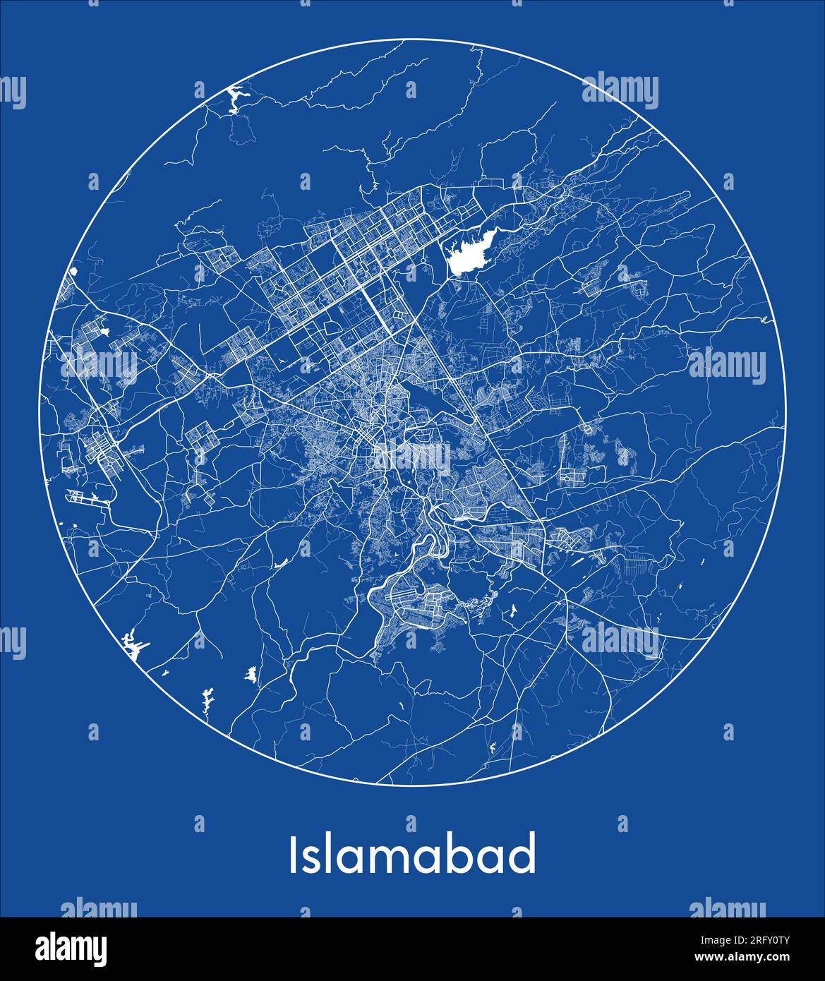 City Map Islamabad Pakistan Asia blue print round Circle vector