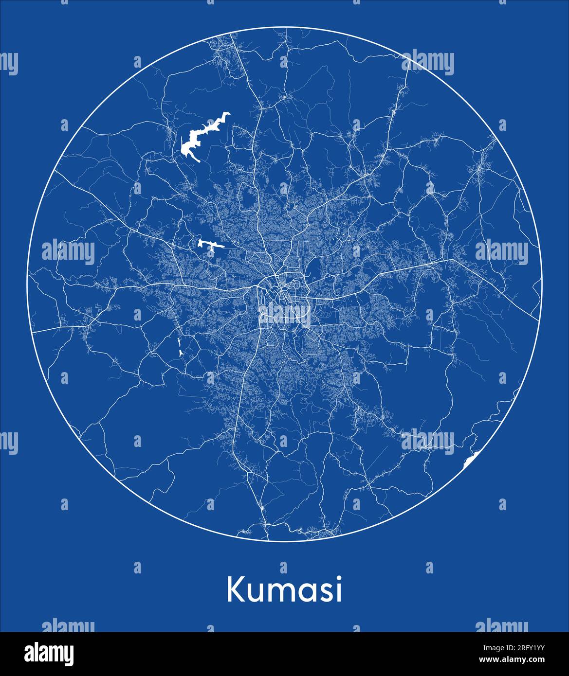 City Map Kumasi Ghana Africa blue print round Circle vector illustration Stock Vector