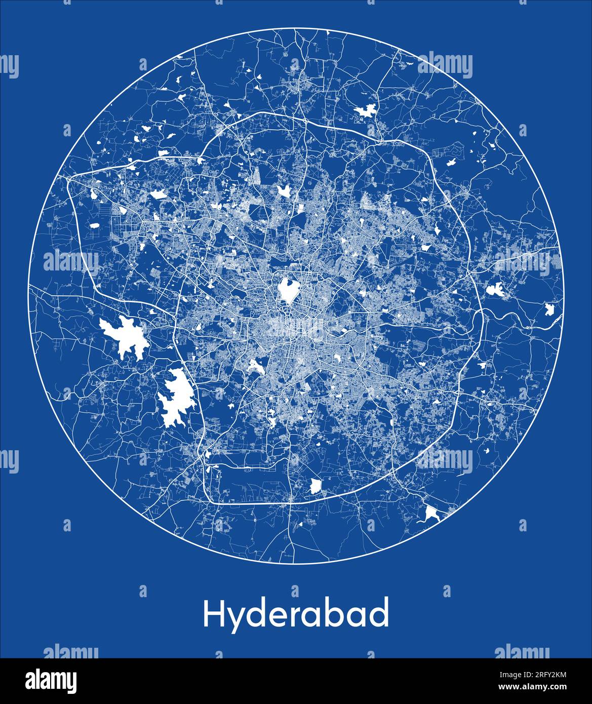 City Map Hyderabad India Asia blue print round Circle vector