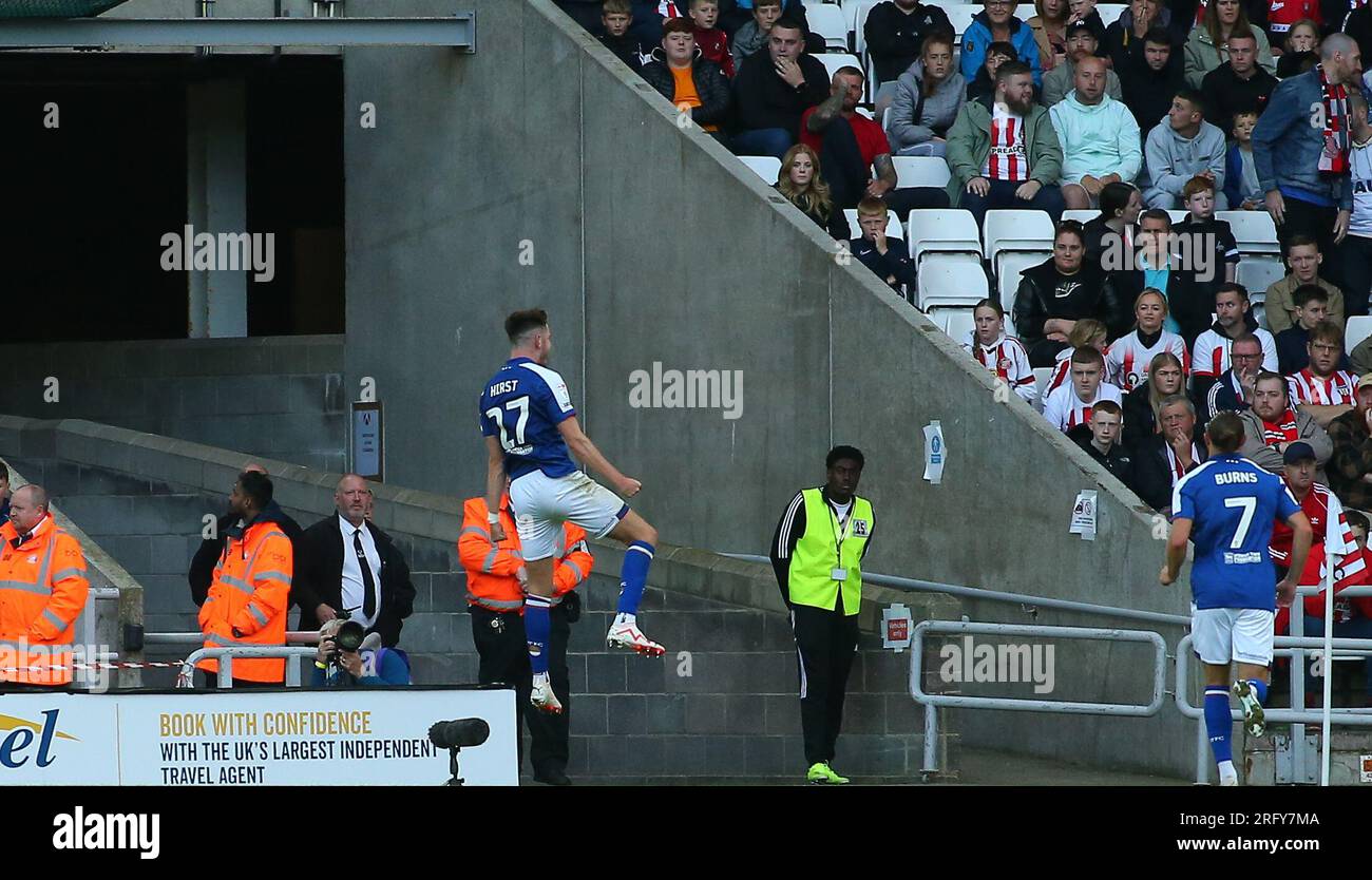 Ipswich Town's George Hirst celebrates his goal during the Sky Bet Championship match between Sunderland and Ipswich Town at the Stadium Of Light, Sunderland on Sunday 6th August 2023. (Photo: Michael Driver | MI News) Credit: MI News & Sport /Alamy Live News Stock Photo