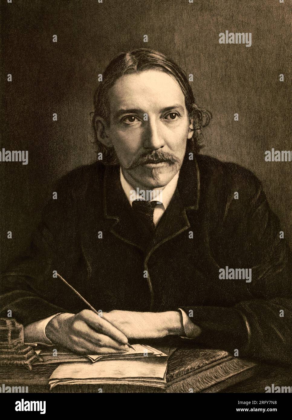 Portrait of Robert Louis Stevenson By Reich, Jacques Stock Photo Alamy