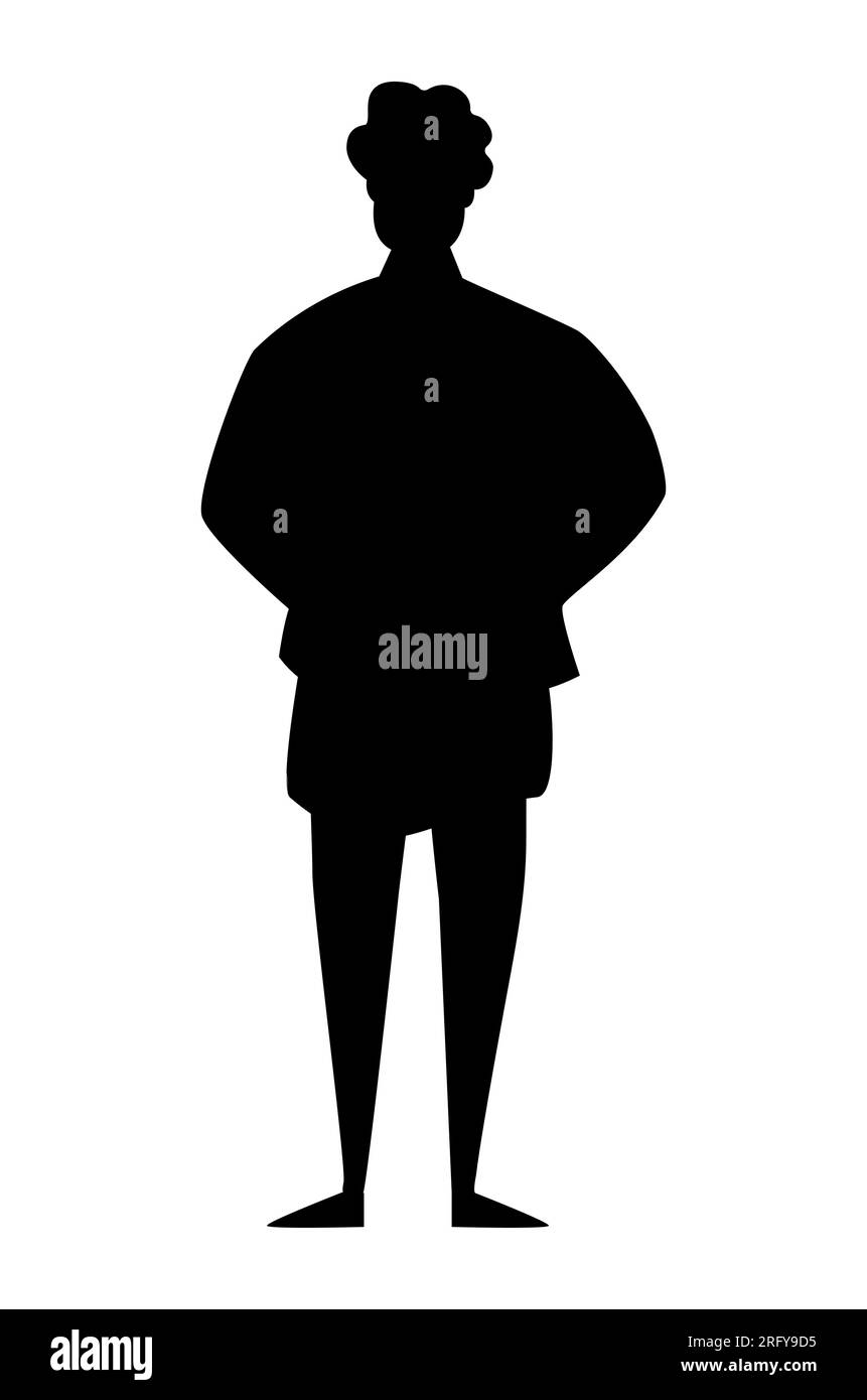 Black silhouette of a young male model standing with both hands in the pockets, vector eps Stock Vector