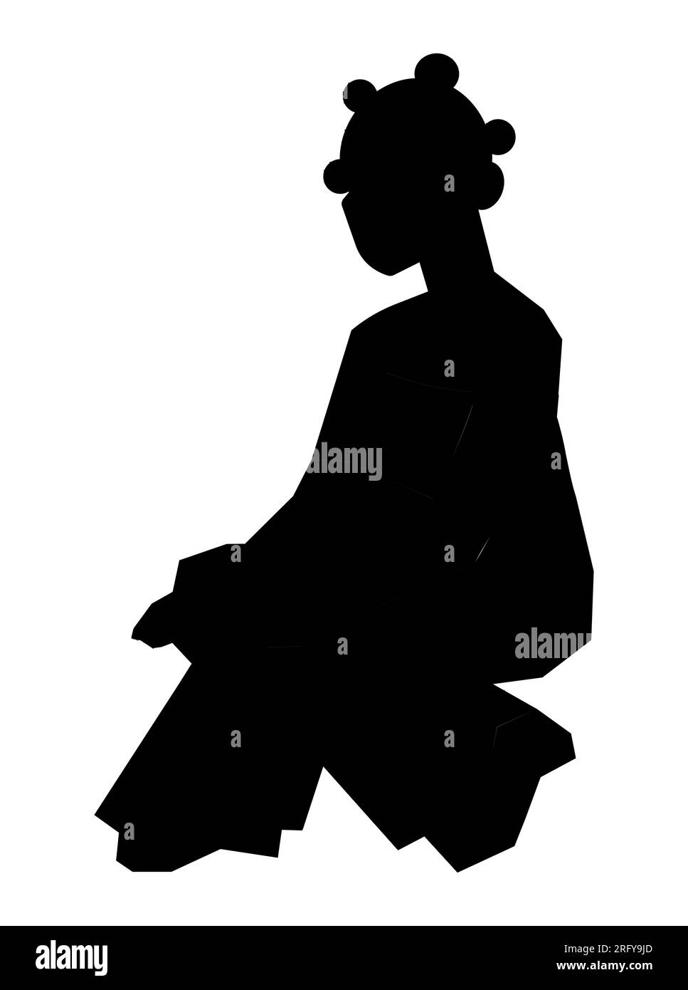 Black silhouette of an afro-black woman with curlers and rollers on Head, Portrait for Fashion Lady, Cartoon style vector isolated on white background Stock Vector