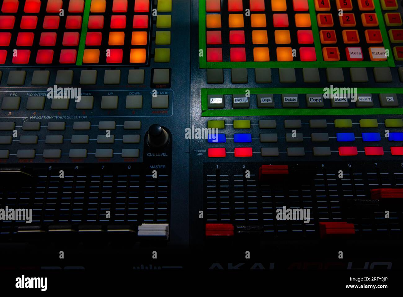 Lighting technician equipment in concert hall Stock Photo Alamy