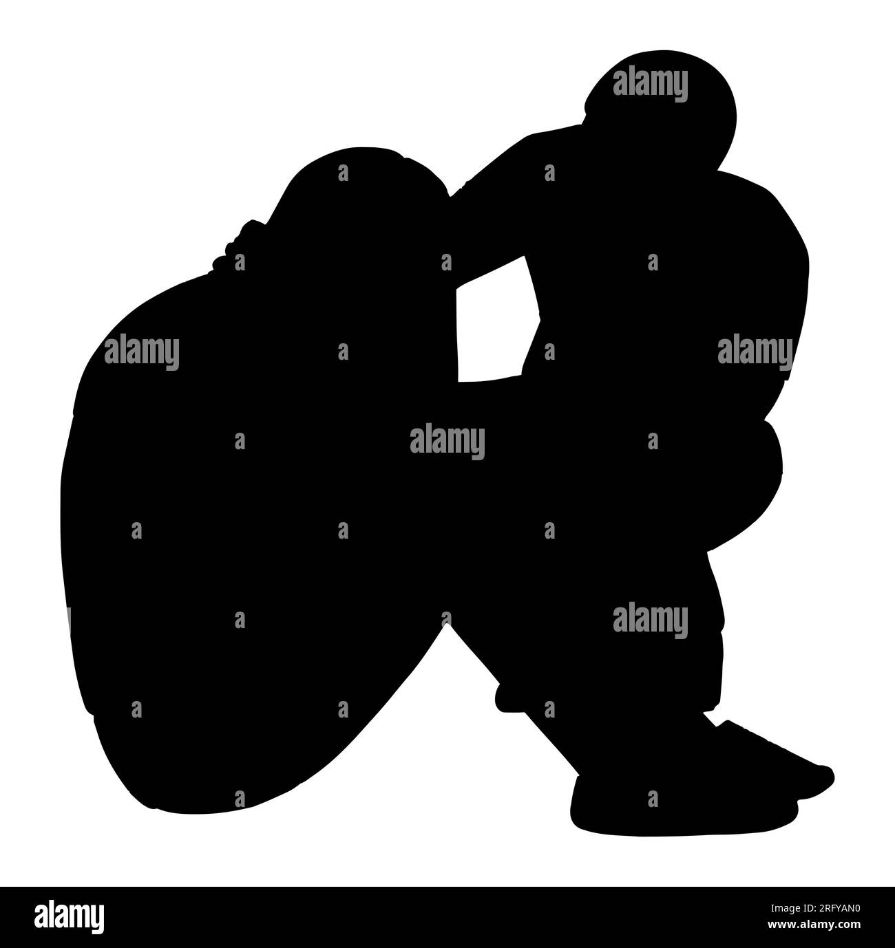 Black silhouette of a man comforting his friend who is under stress, a young male facing anxiety, vector isolated Stock Vector