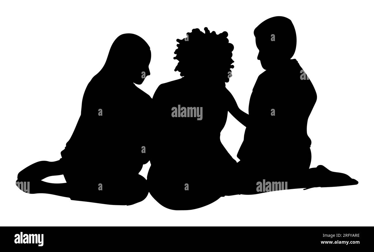 Female friends comforting a friend who is sad and having anxiety, vector illustration isolated on white background Stock Vector